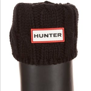 Hunter boot black cable knit fleece sock (tall)